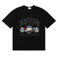 Rhude Arch Logo Sailing Wheel‑Flag Print Crew Neck Casual T‑Shirt