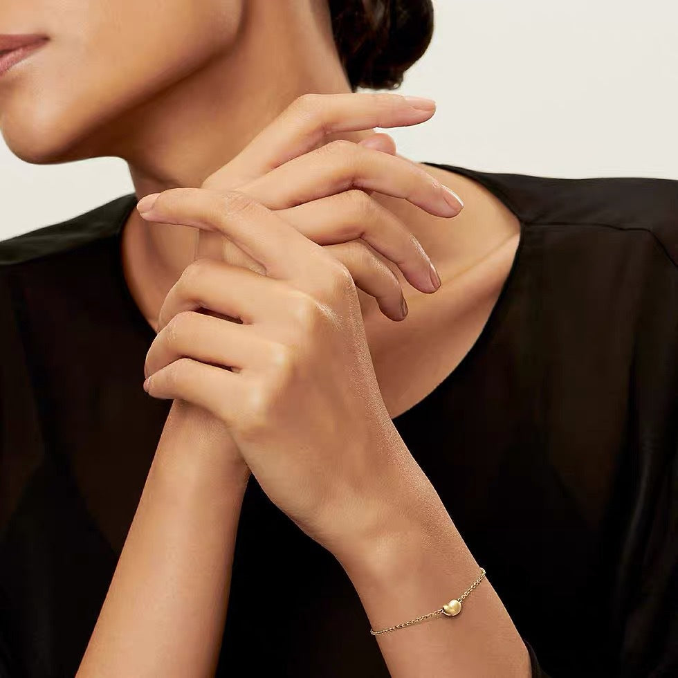 Tiffany Style Bead 18K Gold-Plated Bracelet