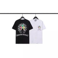Chrome Heart T Shirts Crowe Scroll Heart Color Cross Print Crew Neck Short Sleeve