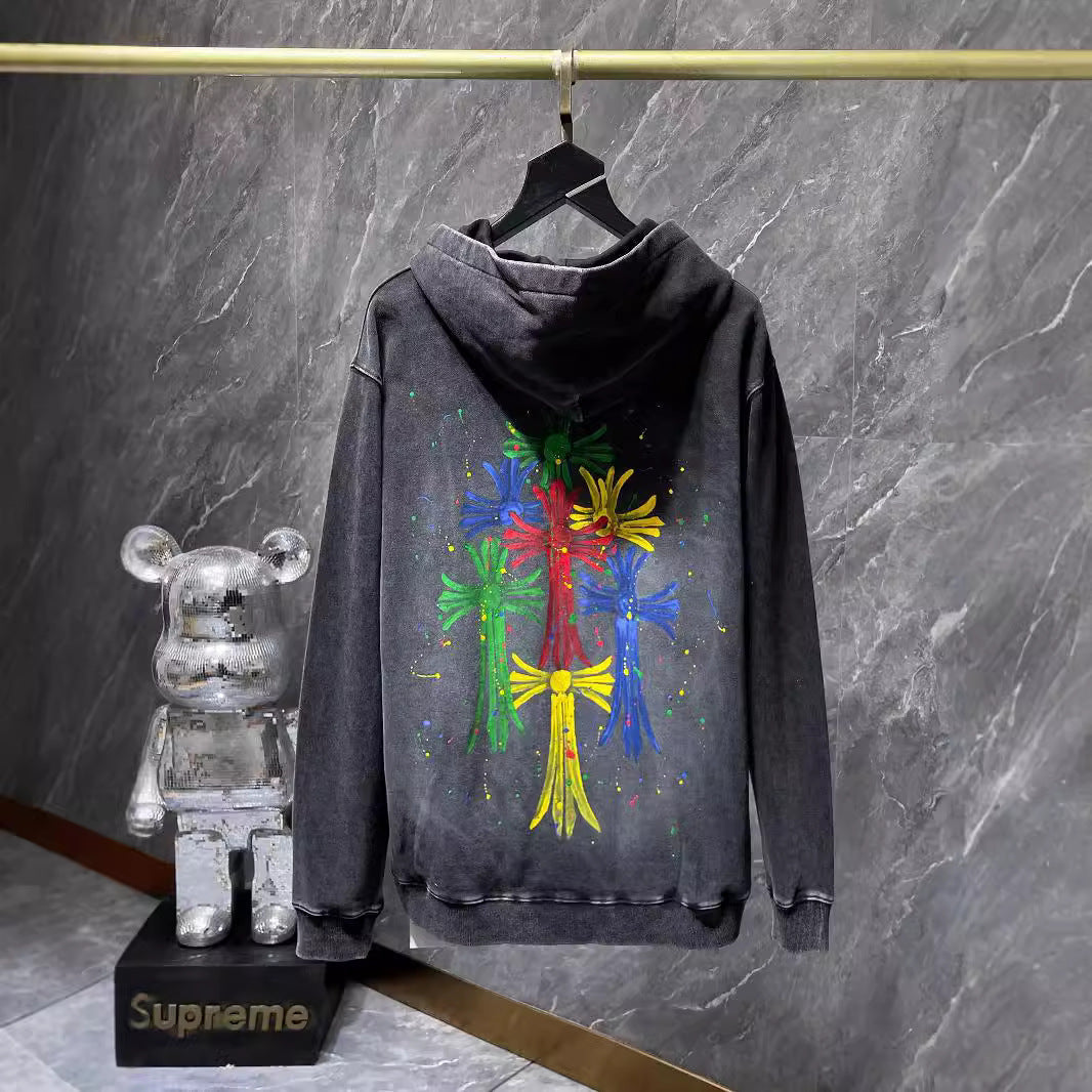 Chrome Heart Hoodie Autumn/Winter Colored Cross Hooded Pullover Sweater