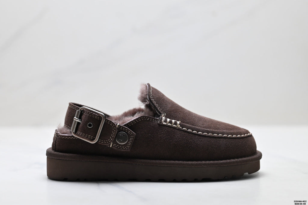 UGG Golden Family Shearling Buckle Clogs