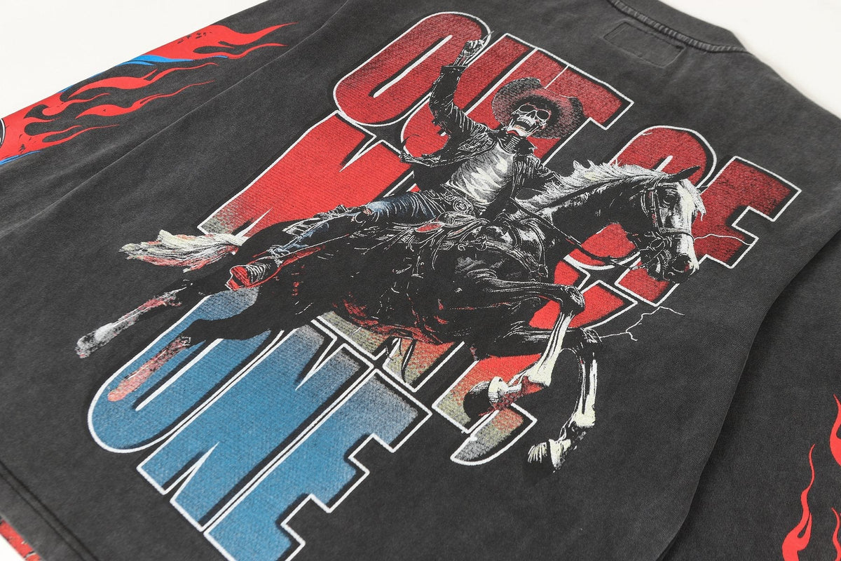 Godspeed Washed Black Cowboy Graphic Long-Sleeve T-Shirt