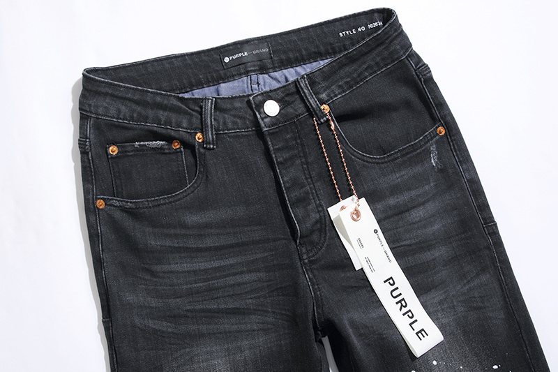 Purple Brand Black Distressed Paint-Splatter Jeans