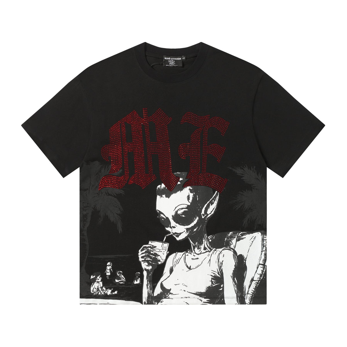 MIXED EMOTION Godspeed Rhinestone Graphic T-Shirt