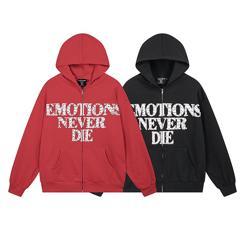 MIXED EMOTION Back Graphic Zip Hoodie