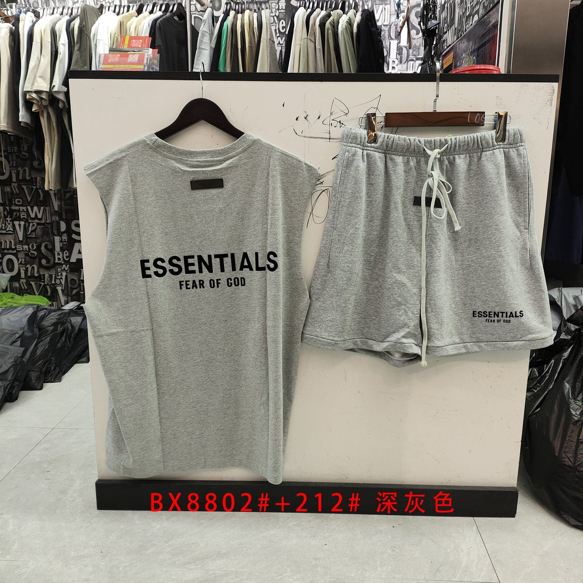 ESSENTIALS Sleeveless Top & Drawstring Shorts Set