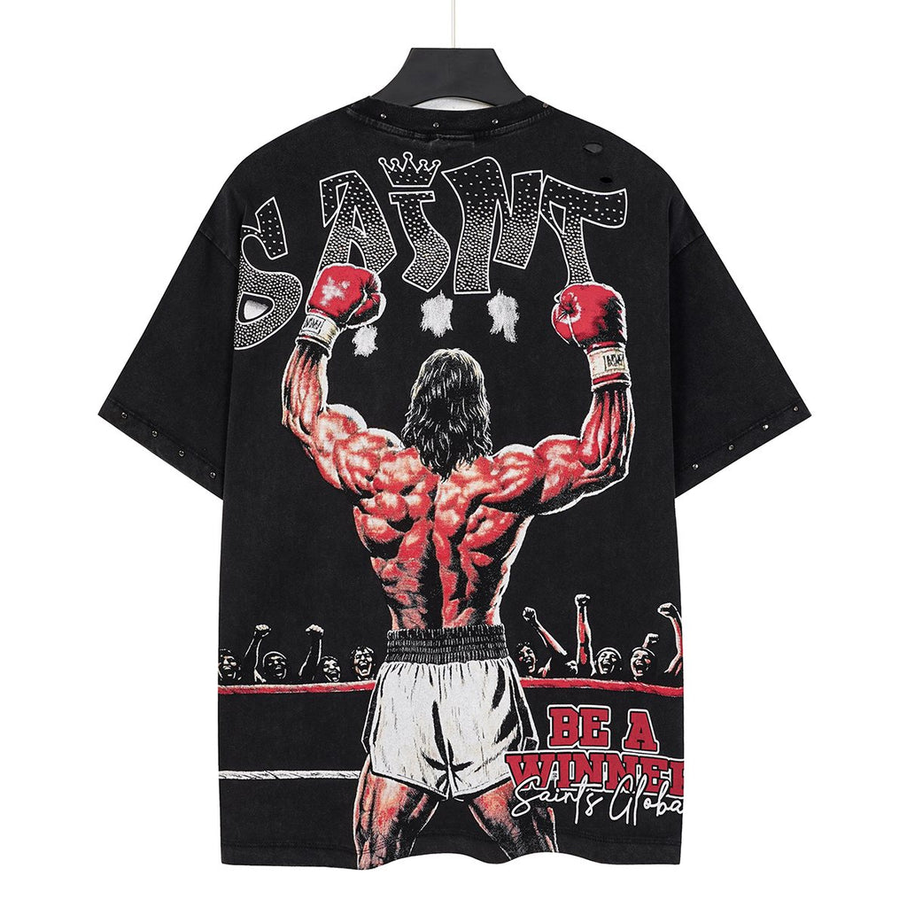 SAINT Boxing Graphic Washed T-Shirt