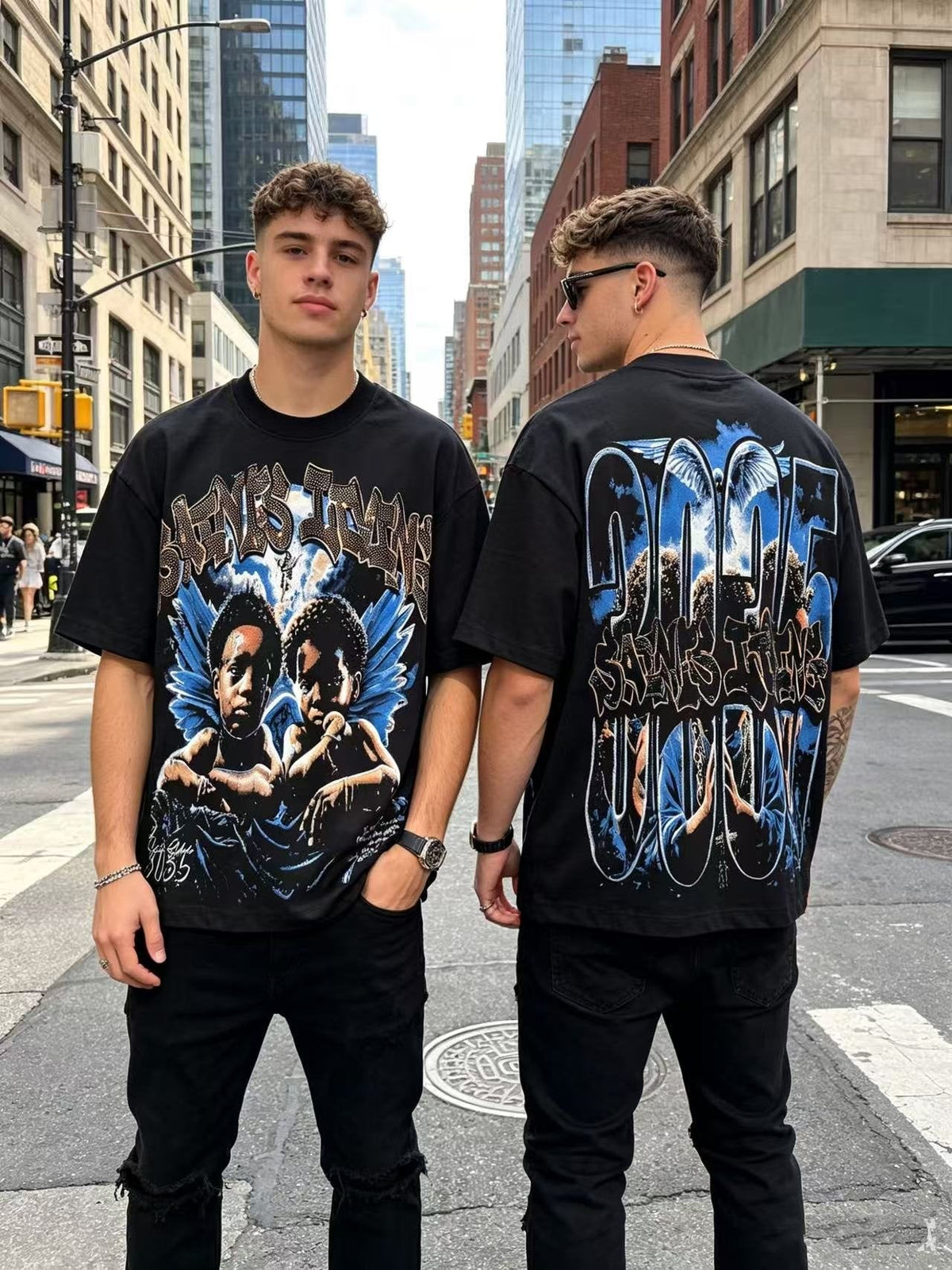 SAINT Rhinestone Graphic Short-Sleeve T-Shirt