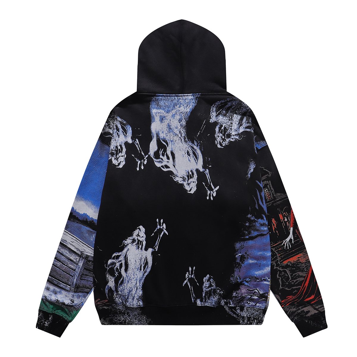 VALE USA Ghost Halloween Graphic Zip-Up Hoodie