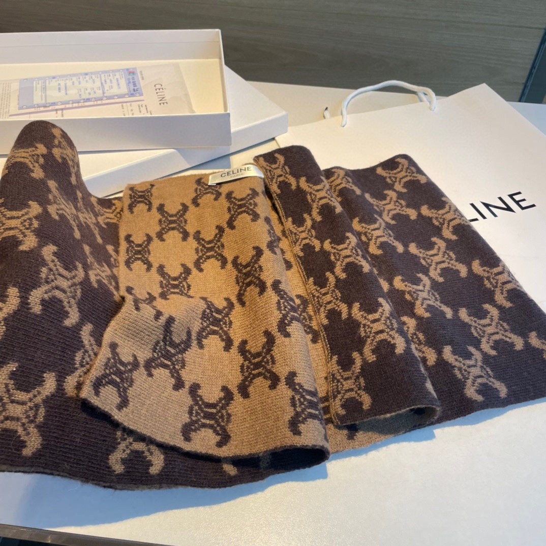 Celine Style Triomphe Monogram Knit Scarf