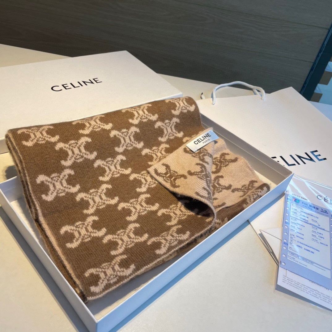 Celine Style Triomphe Monogram Knit Scarf