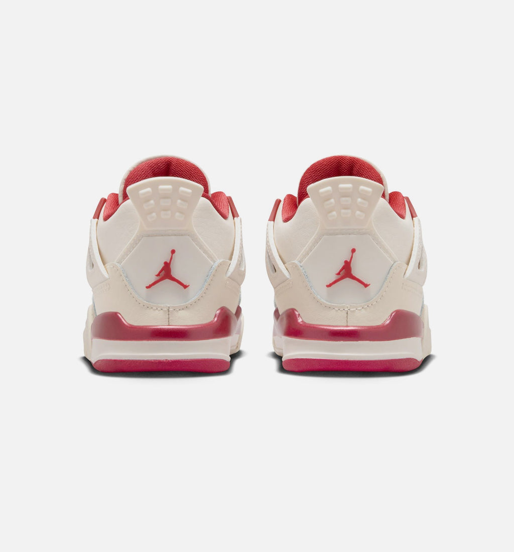 Air Jordan 4 Retro Valentine's Day Infant/Toddler Lifestyle Shoes - Pale Ivory/Sierra Red/Tough Red