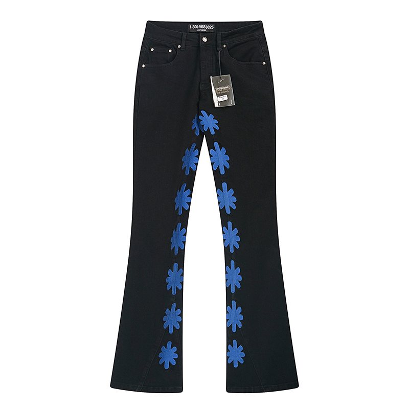LOSTSHDWS Floral Applique Flared Jeans