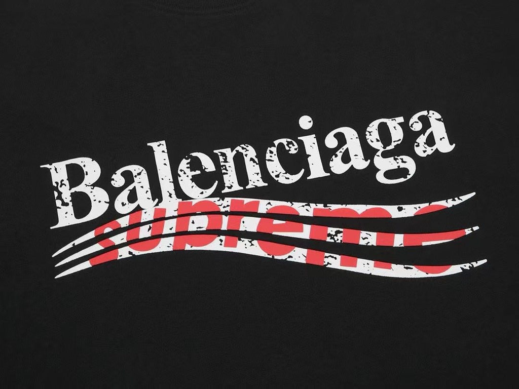 Supreme Balenciaga-Style Wave Graphic T-Shirt