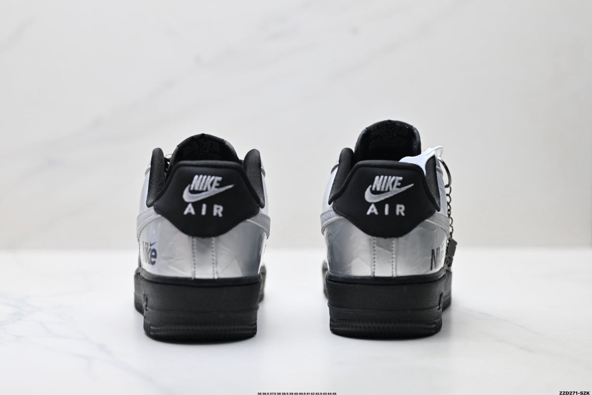 Nike Air Force 1 Low Black Silver Gray Unisex Sneakers Style 03
