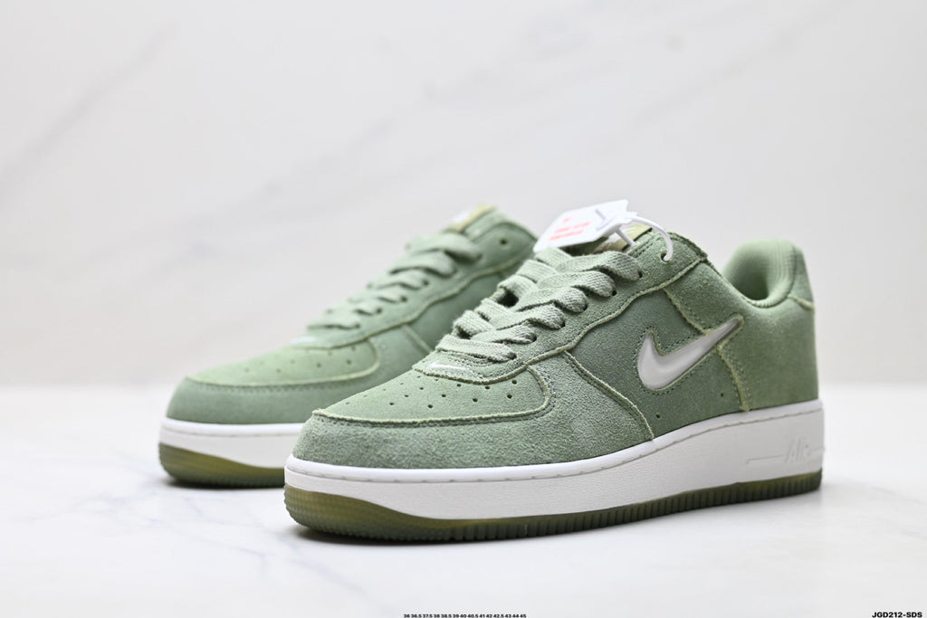Nike Air Force 1 Low Sage Green Suede Look Unisex Sneakers Style 08