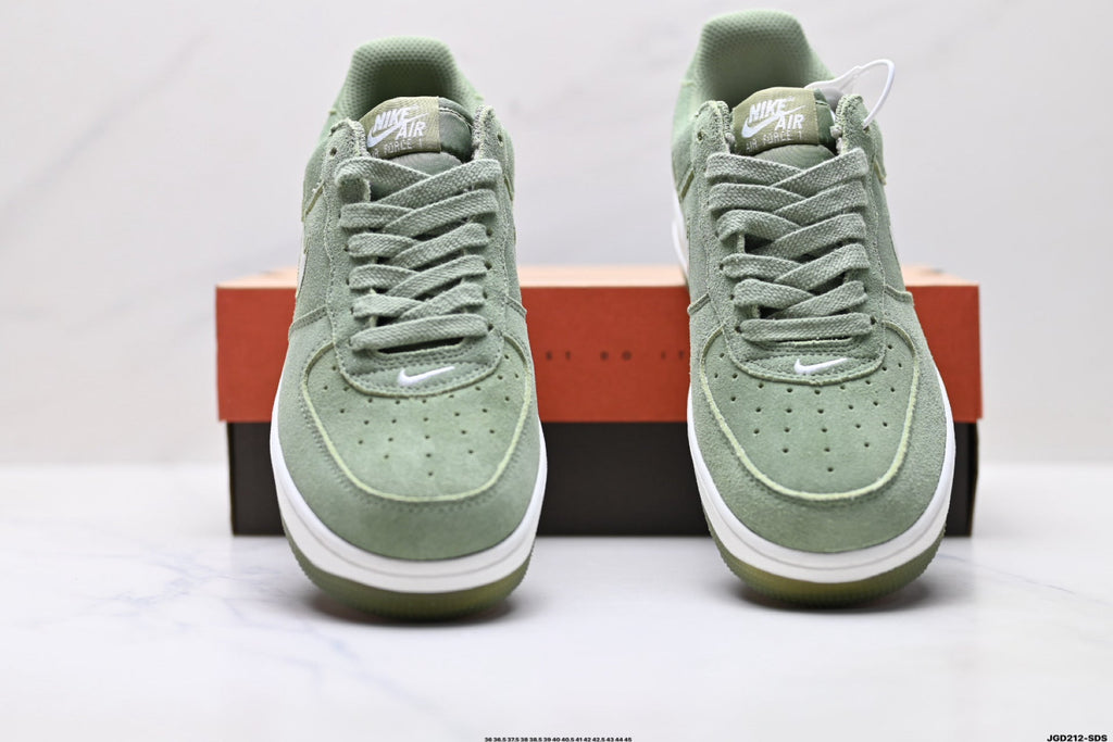 Nike Air Force 1 Low Sage Green Suede Look Unisex Sneakers Style 08