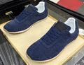 Loro Piana Men's Navy Blue Low-Top Lace-Up Sneakers