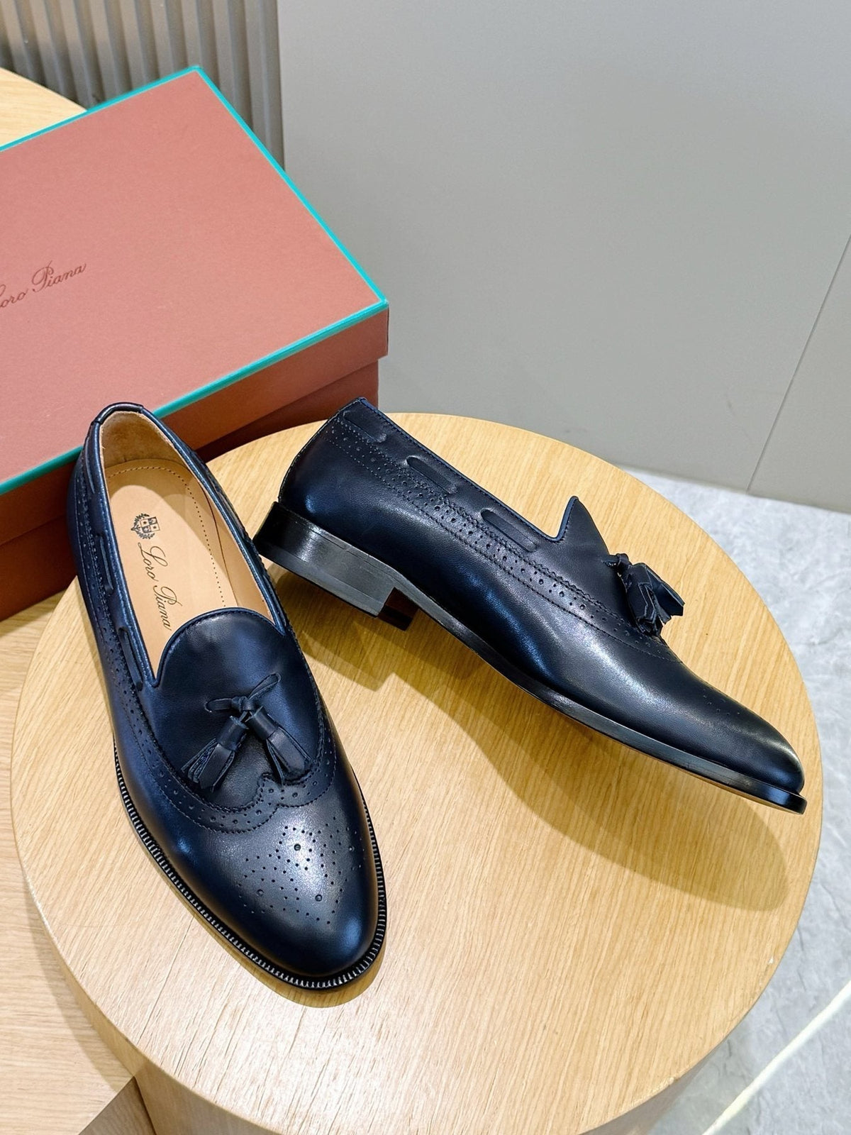 Loro Piana Navy Blue Tassel Loafers