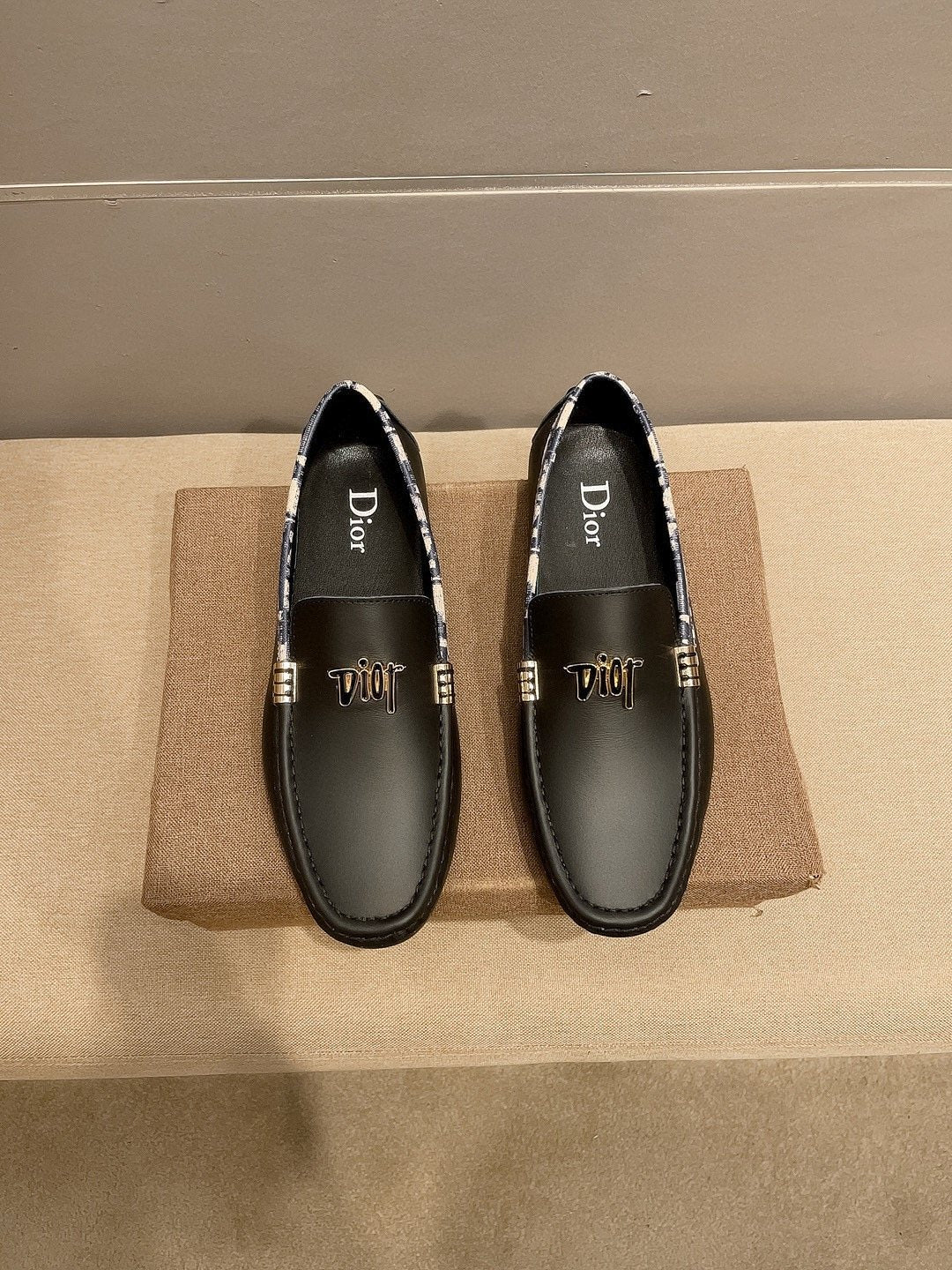 Dior Black Patterned-Trim Loafers