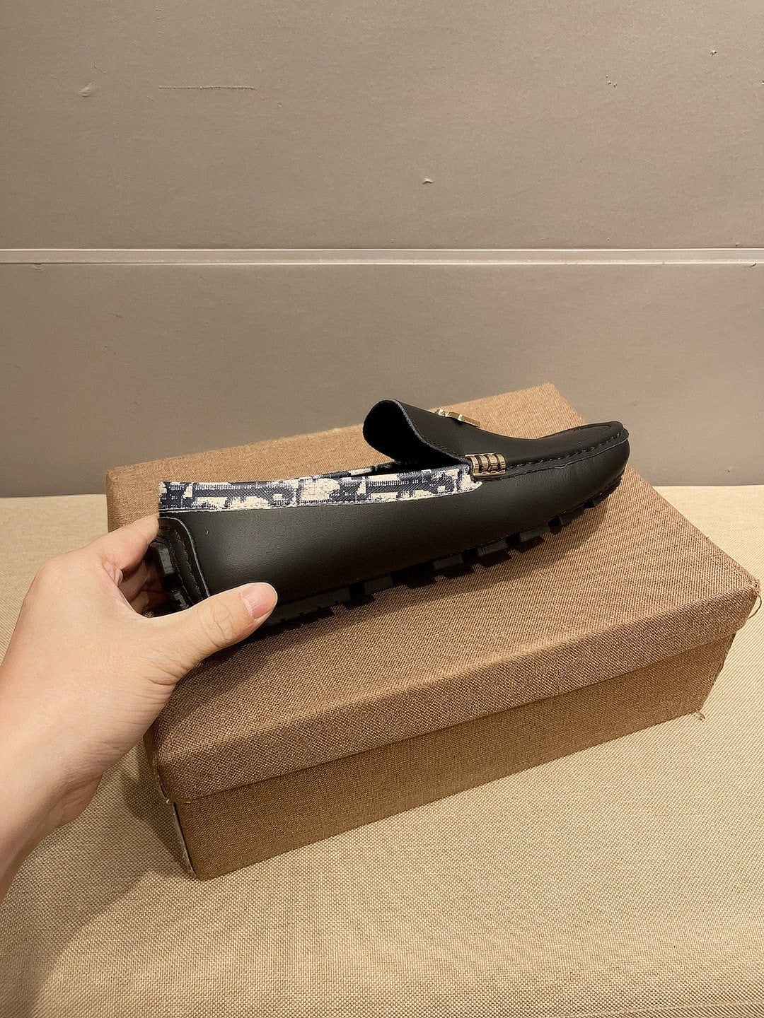 Dior Black Patterned-Trim Loafers