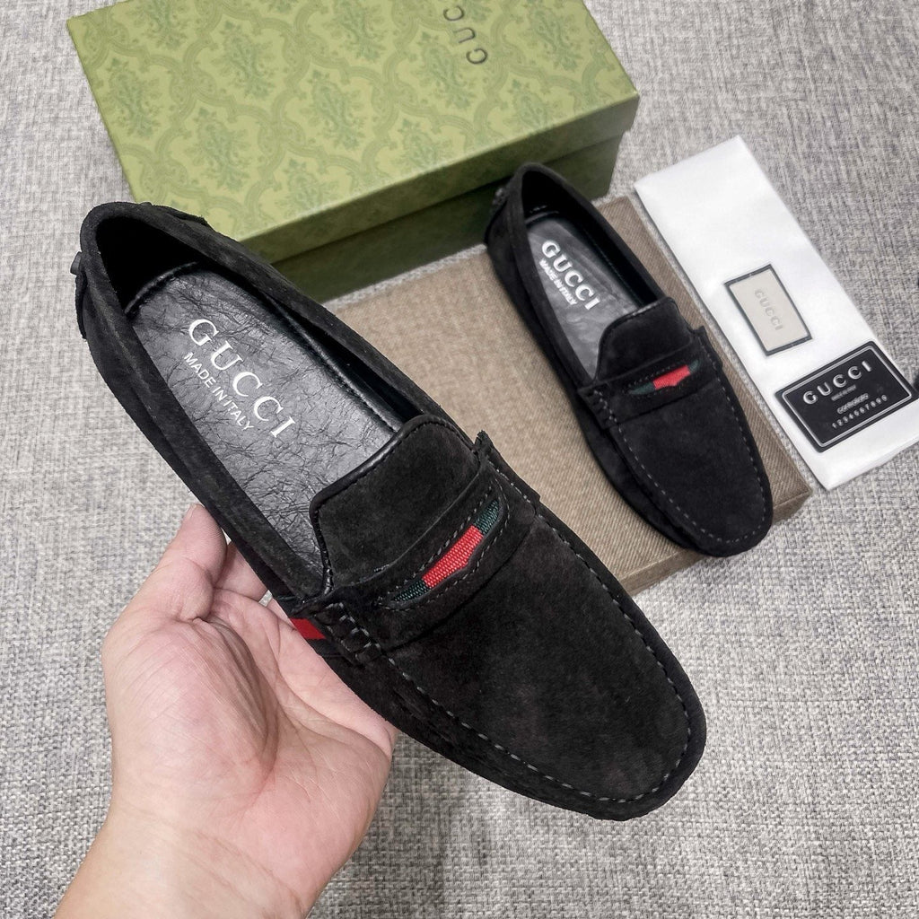 Gucci Men's Black Stripe Slip-On Loafers