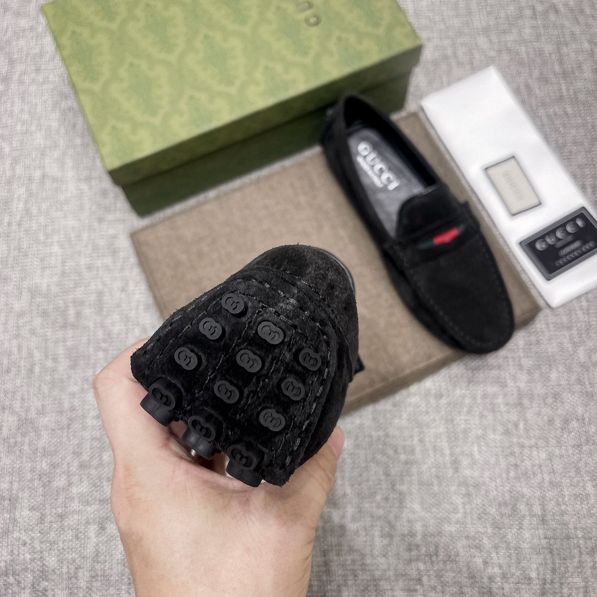 Gucci Men's Black Stripe Slip-On Loafers
