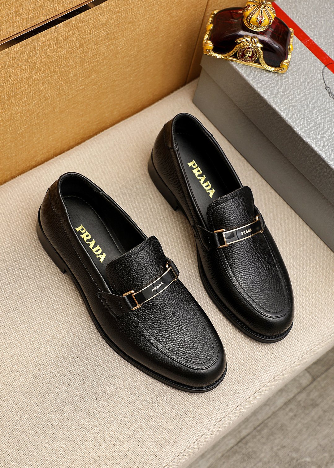 Prada Black Buckle Loafers