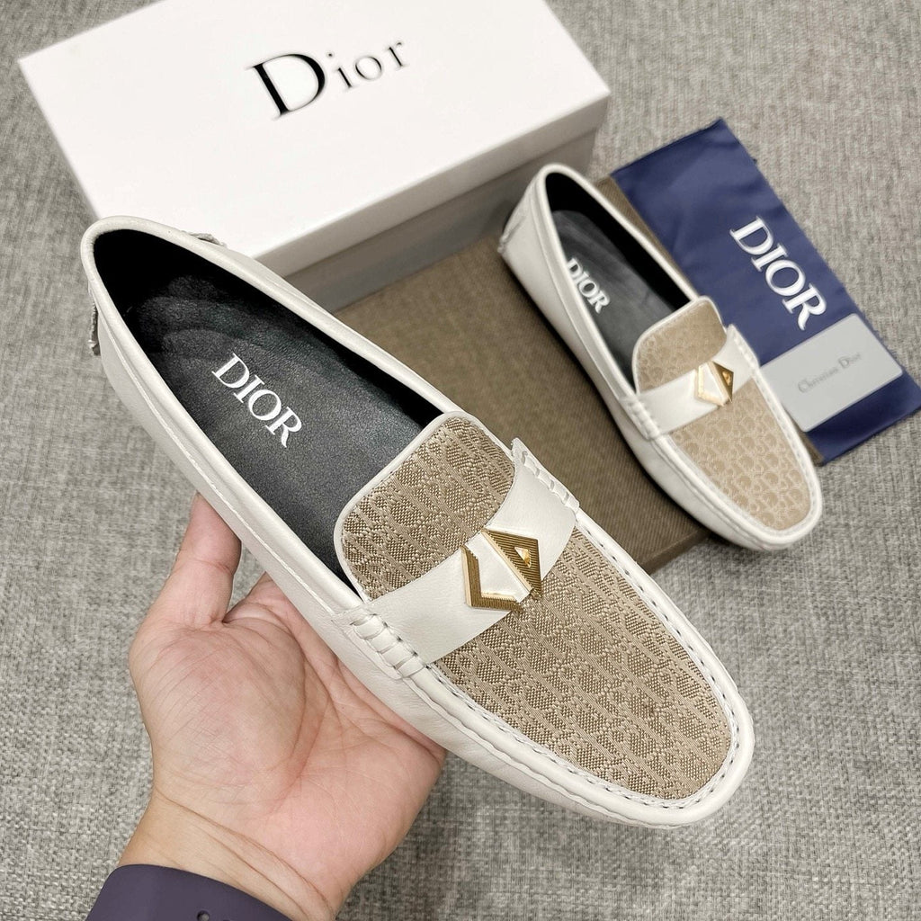 Dior Cream and Beige Patterned Loafers