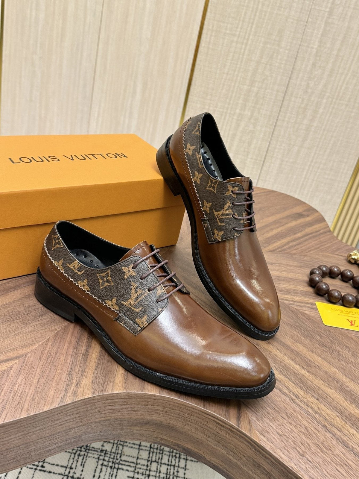 Louis Vuitton Men's Brown Monogram Lace-Up Dress Shoes