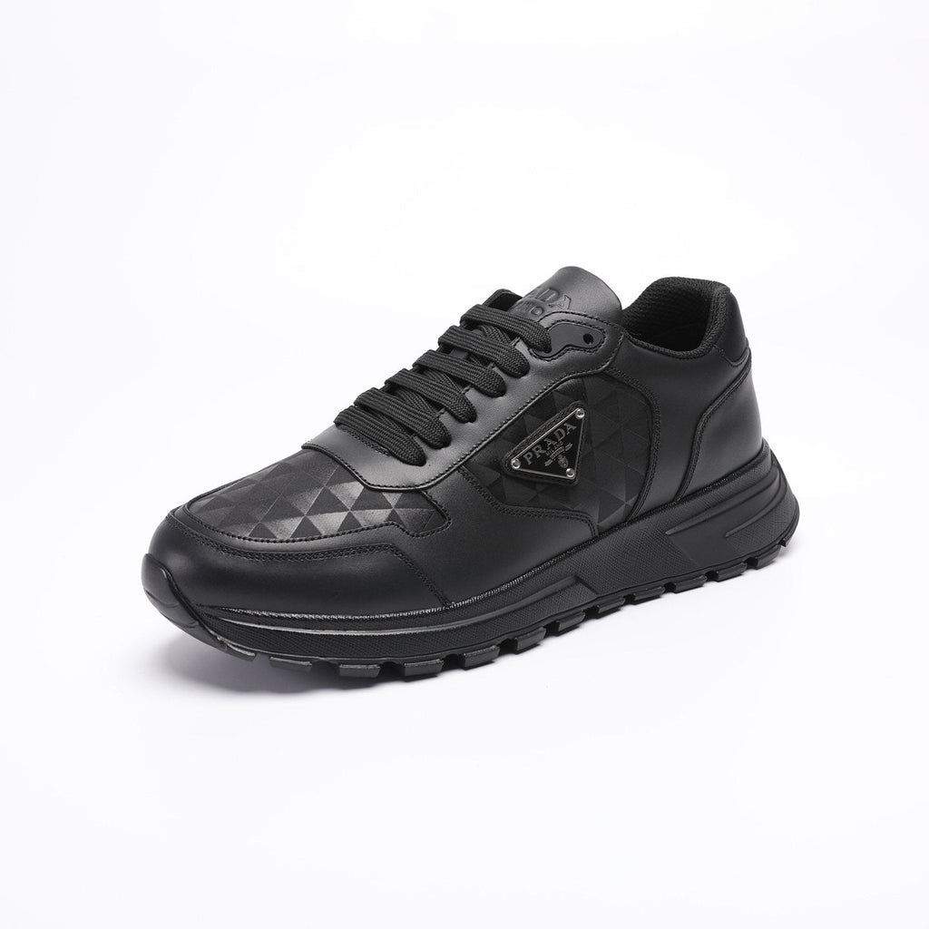 Prada Men's Black Triangle-Plaque Sneakers