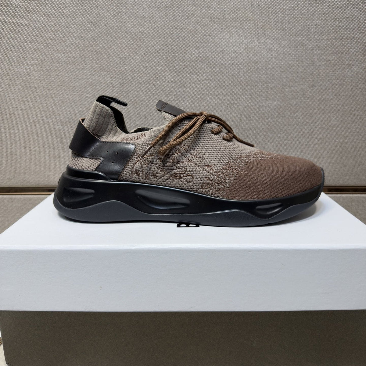 Berluti Men's Taupe Brown and Black Sneakers