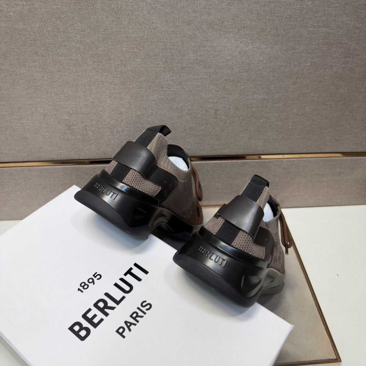Berluti Men's Taupe Brown and Black Sneakers