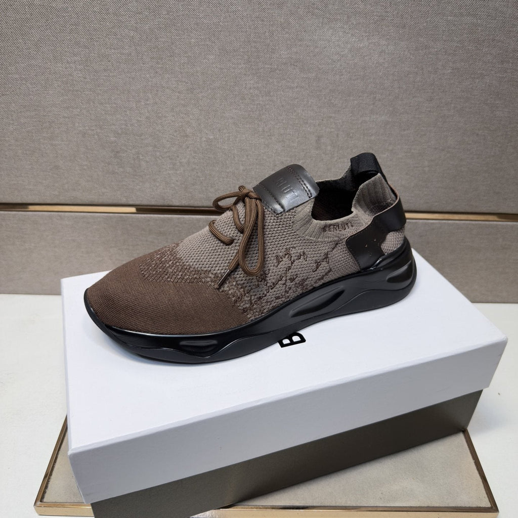 Berluti Men's Taupe Brown and Black Sneakers