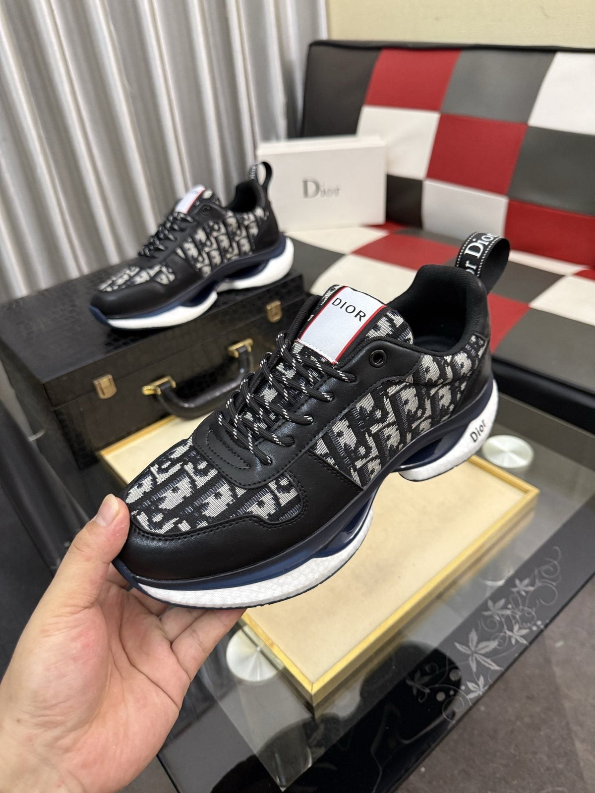 Dior Patterned Panel Sneakers