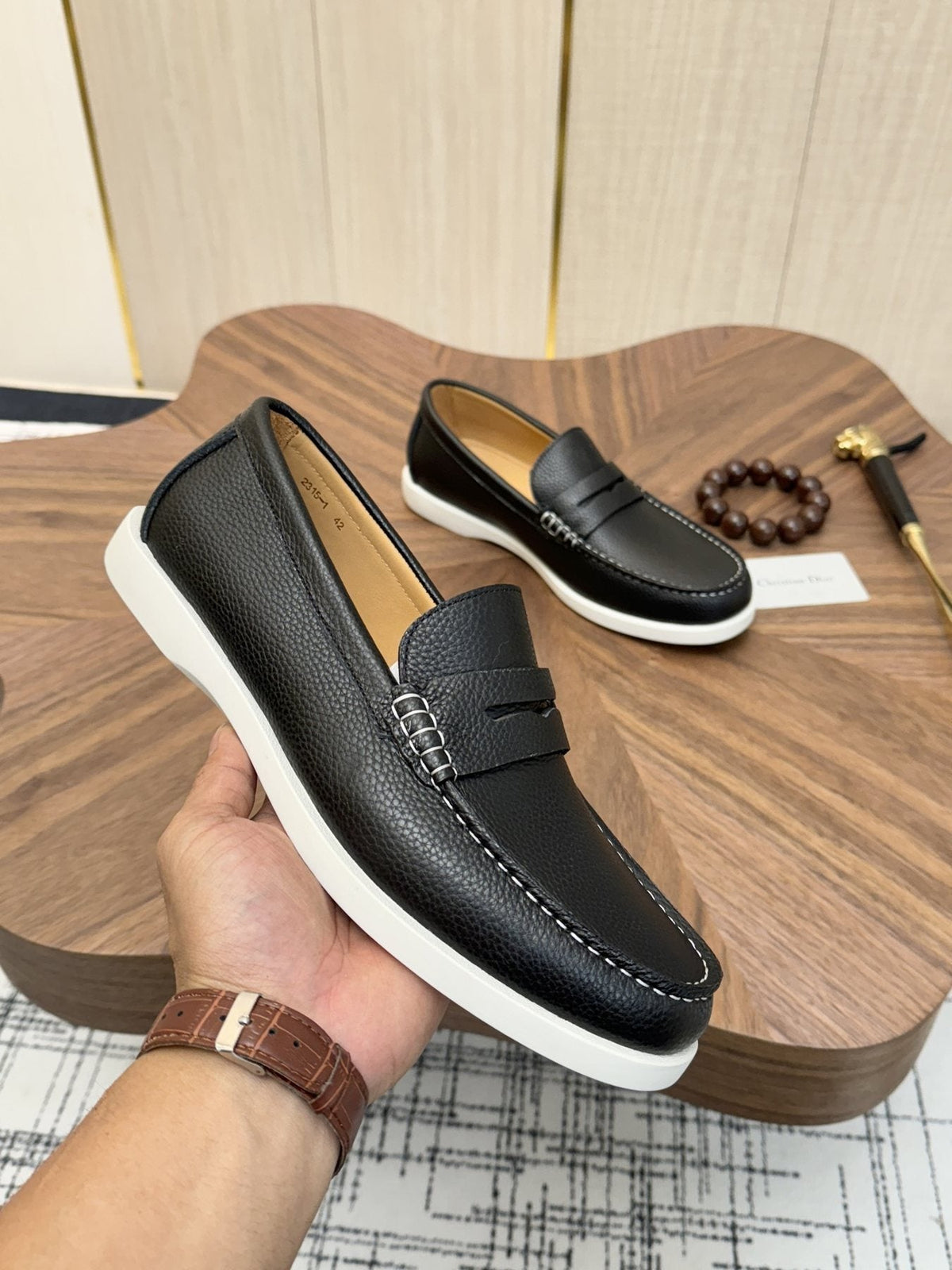 Dior Men's Contrast-Sole Slip-On Loafers - Leather Lining