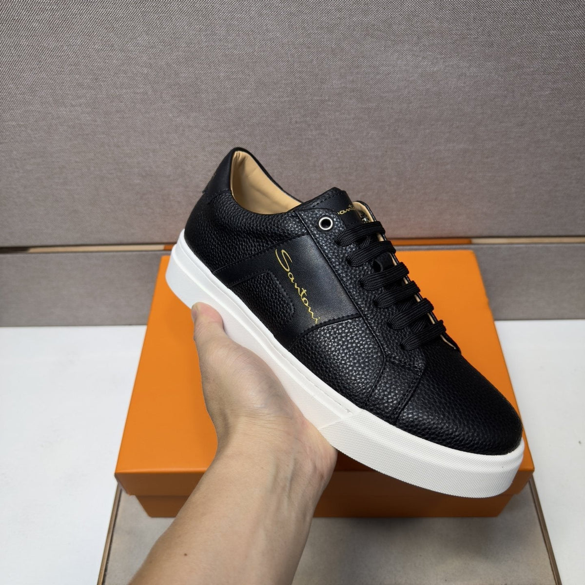 Santoni Textured Low-Top Sneakers