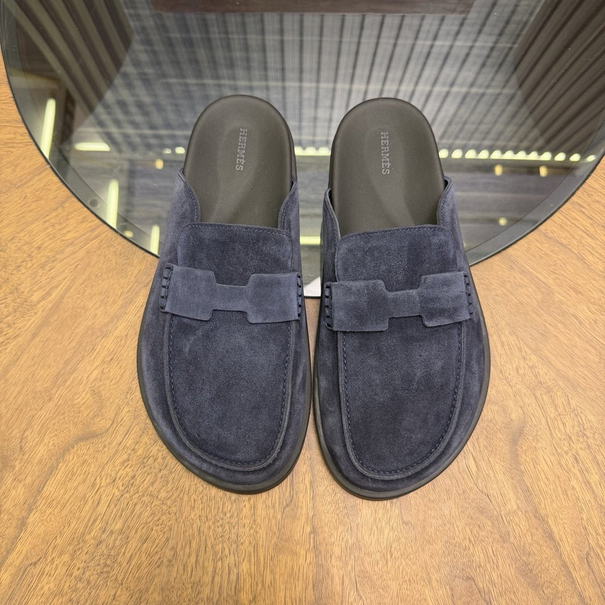 Hermès H-Detail Suede Mule Shoes