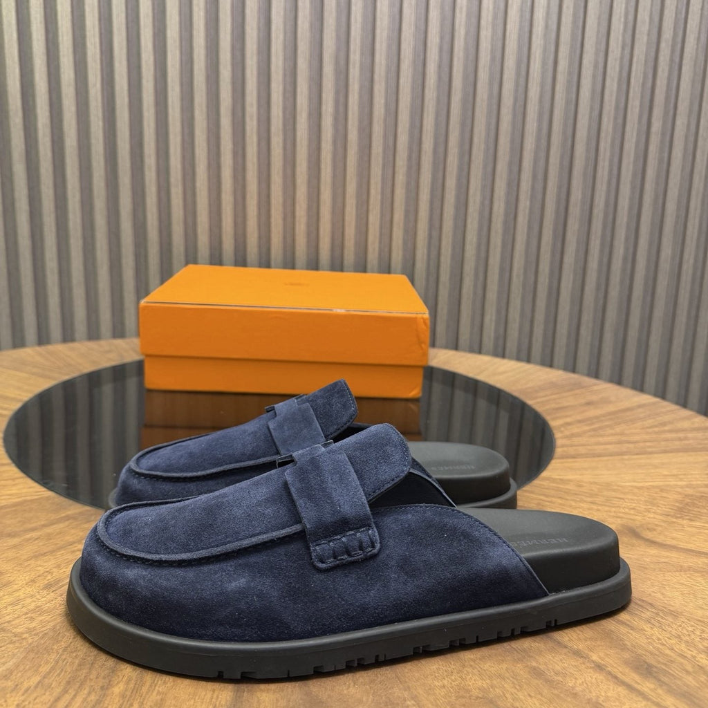 Hermès H-Detail Suede Mule Shoes