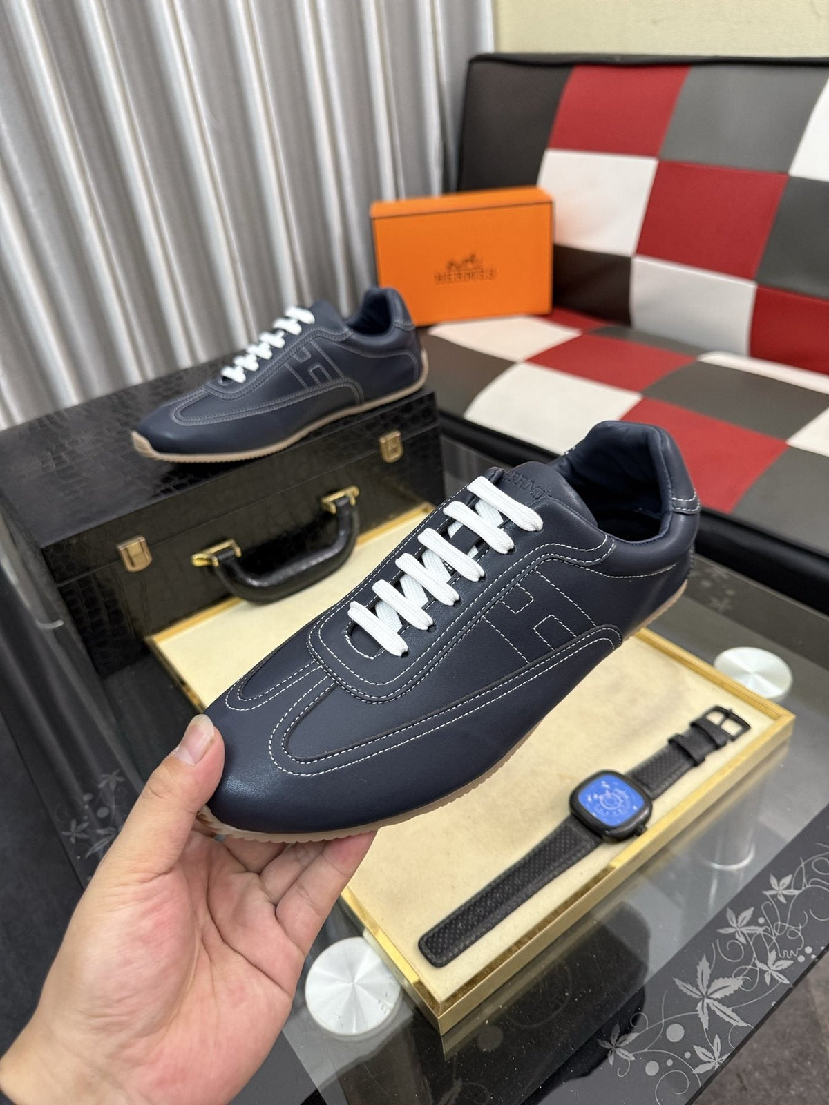 Hermès Stitched Low-Top Sneakers