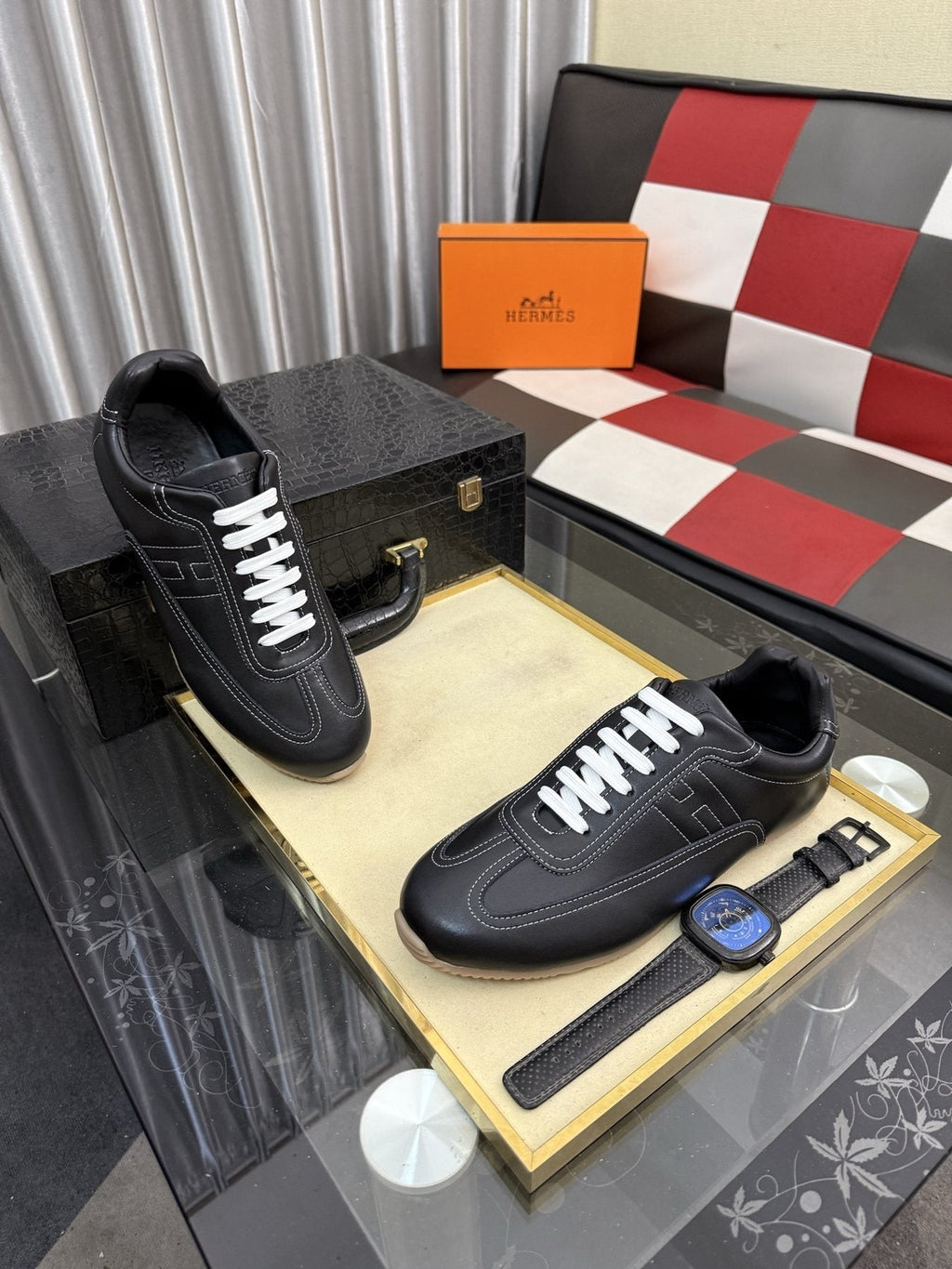 Hermès Stitched Low-Top Sneakers