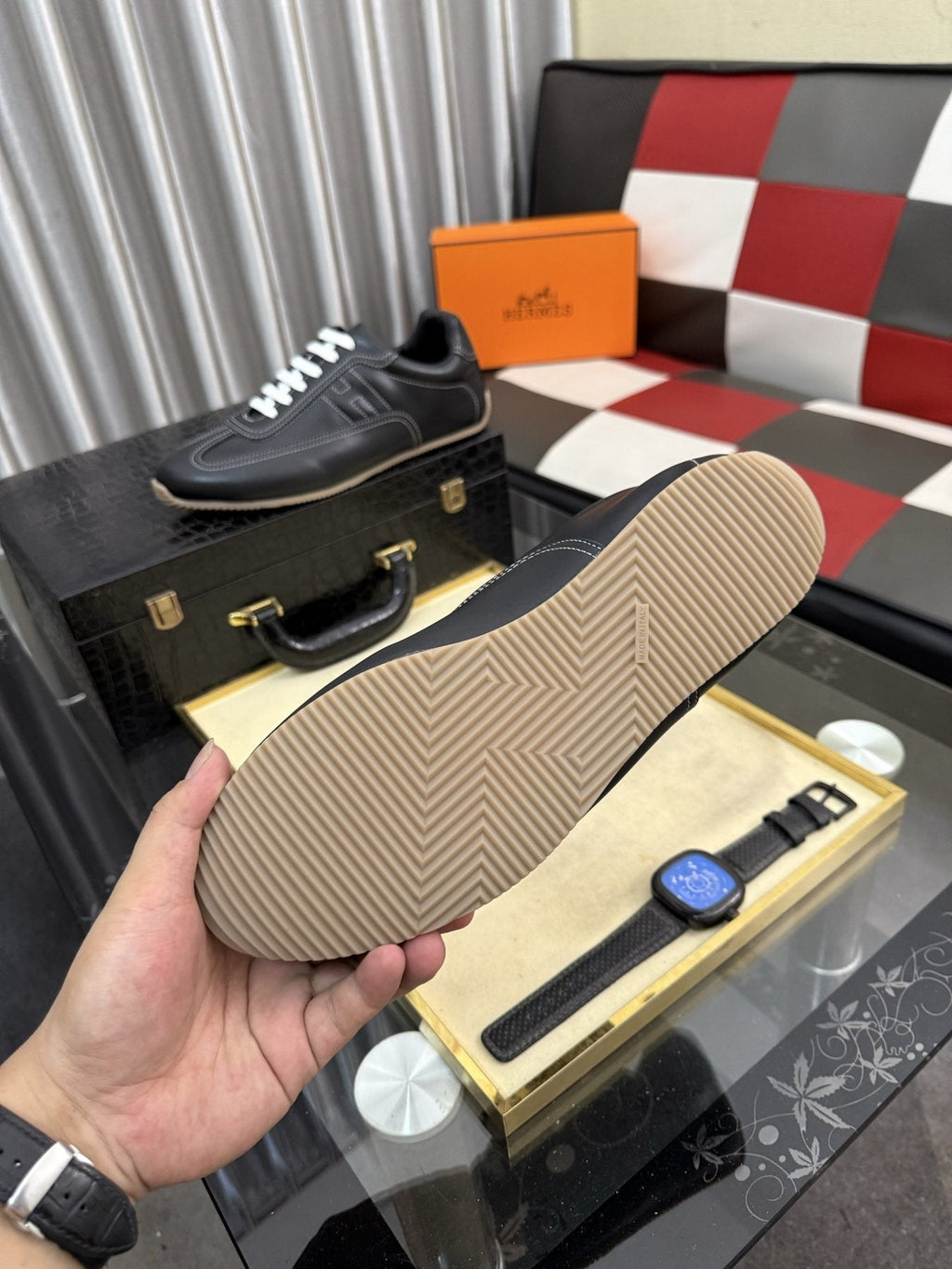 Hermès Stitched Low-Top Sneakers