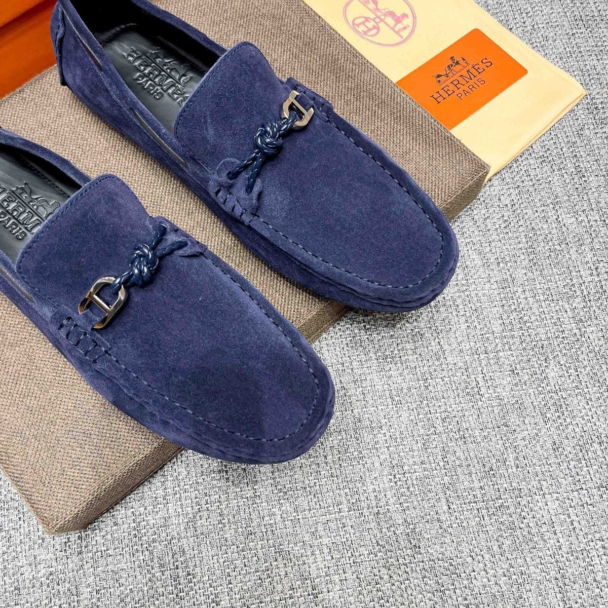 Hermès Suede-Look Driving Loafers