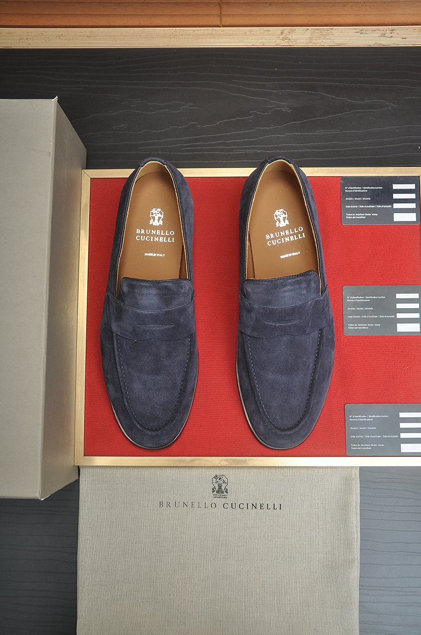 Brunello Cucinelli Men's Suede-Look Penny Loafers