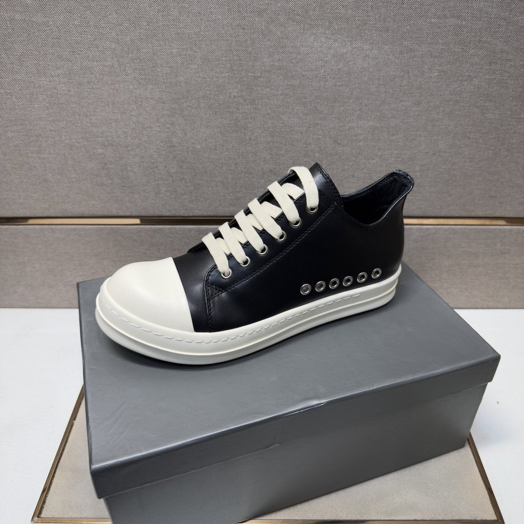Black and Off-White Low-Top Sneakers