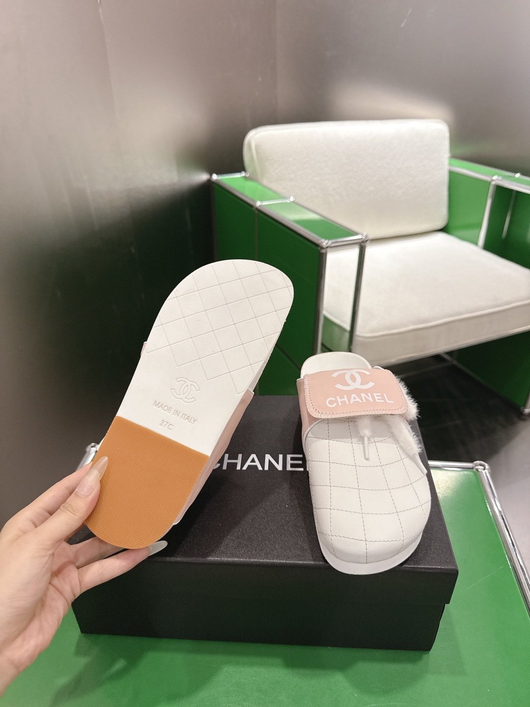 Chanel Quilted Closed-Toe Slip-On Shoes