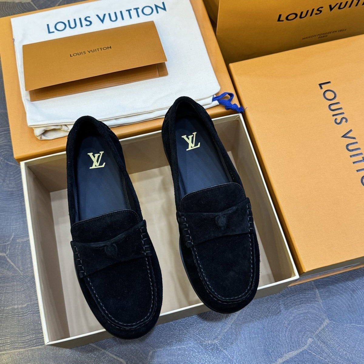 Louis Vuitton Men's Black Suede Loafers
