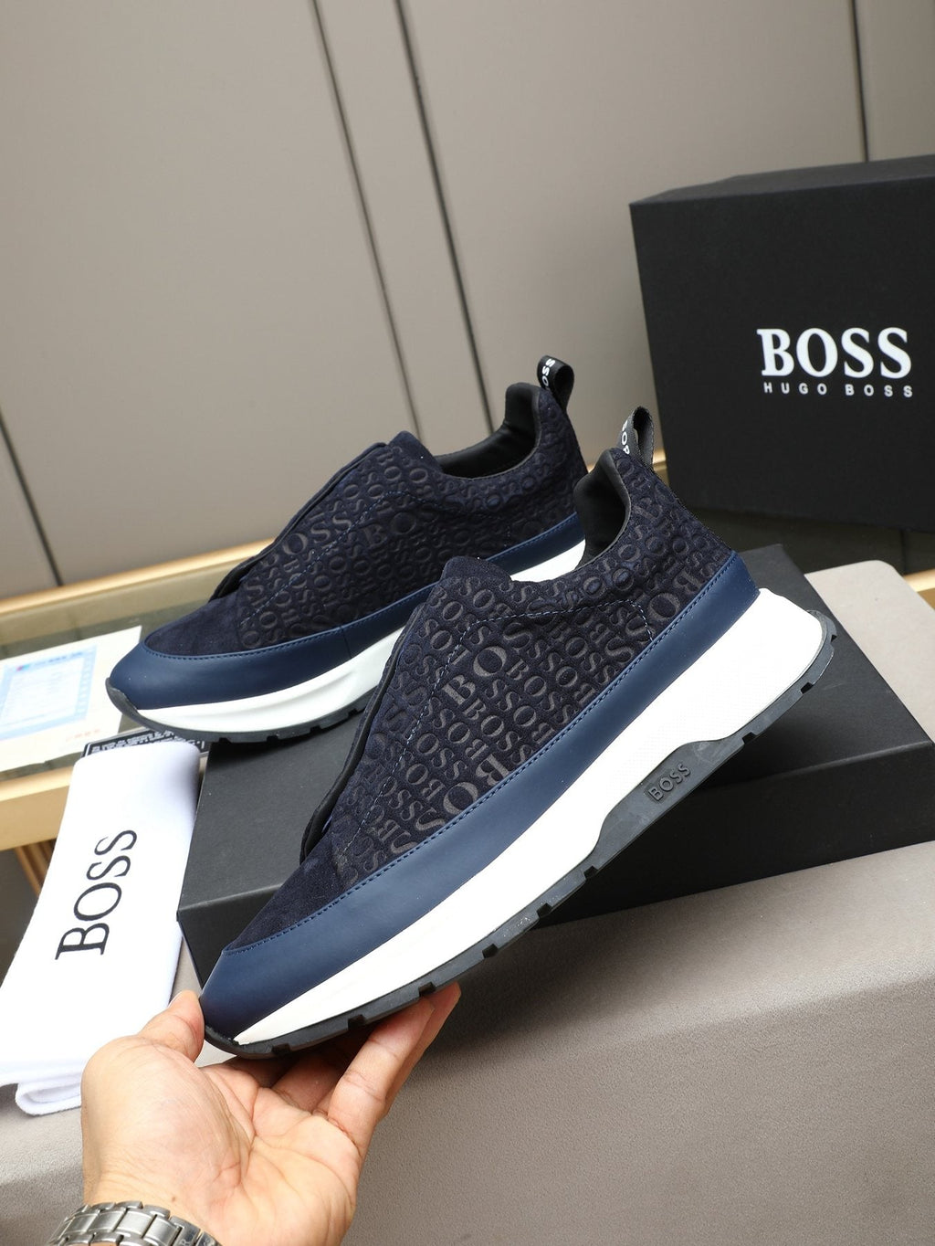 Hugo Boss Men's Textured Thick-Sole Slip-On Sneakers