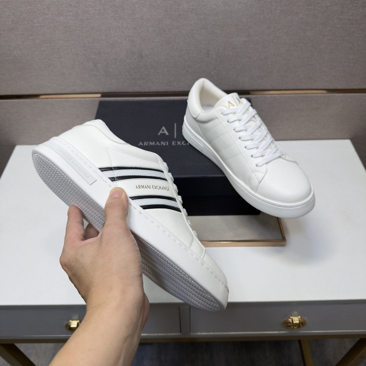 Armani Men's Stripe Sneakers