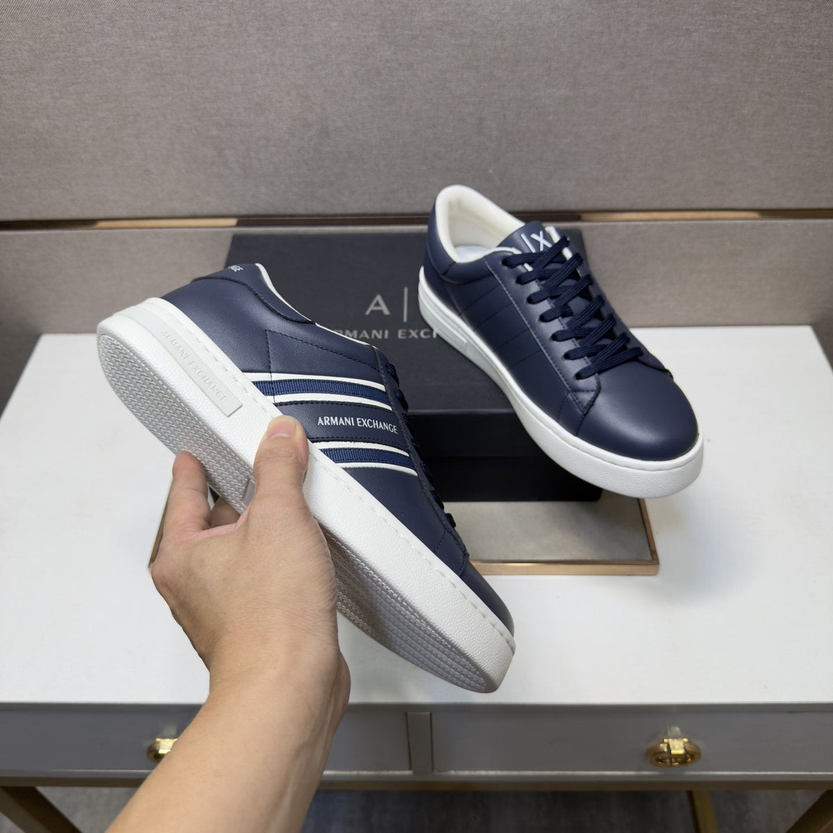 Armani Men's Stripe Sneakers